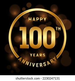 100th Anniversary. Anniversary template design with gold ring for celebration event, wedding, invitation and greeting card. Vector illustration