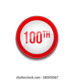 100th Circular Vector Red Web Icon Button