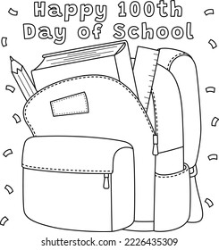 100th Day Of School Bag Coloring Page for Kids