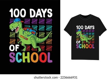 100th day of school dinosaur t rex Happy 100th day of school t-shirt design vector Tshirt svg