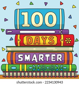 100th Day Of School Smarter Colored Cartoon 