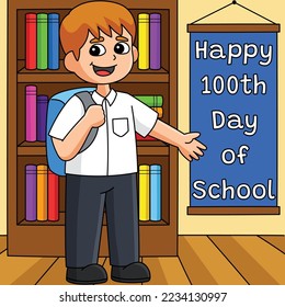 100th Day Of School Student with Bag Colored 