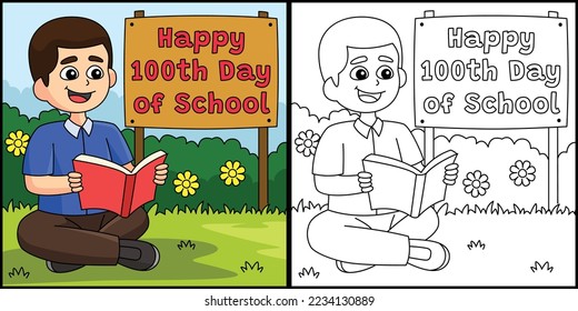 100. Schultag mit Buchillustration