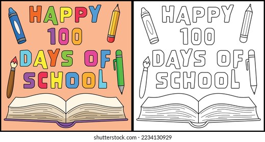 Ilustración del libro de texto de 100 días de escuela
