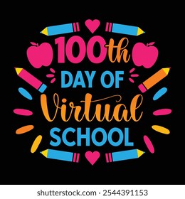 100° Día de Escuela Virtual - Divertido y Colorido Diseño de Hitos