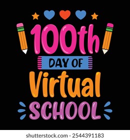 100° Día de Escuela Virtual - Divertido y Colorido Diseño de Hitos