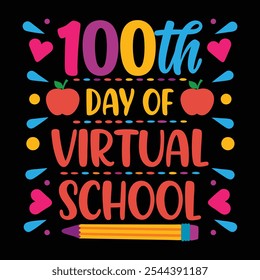 100° Día de Escuela Virtual - Divertido y Colorido Diseño de Hitos