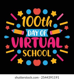 100° Día de Escuela Virtual - Divertido y Colorido Diseño de Hitos