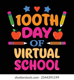 100° Día de Escuela Virtual - Divertido y Colorido Diseño de Hitos