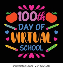 100° Día de Escuela Virtual - Divertido y Colorido Diseño de Hitos