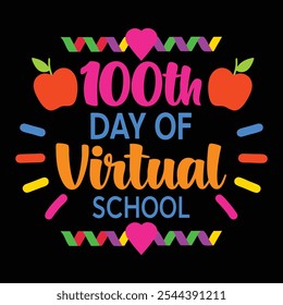 100° Día de Escuela Virtual - Divertido y Colorido Diseño de Hitos