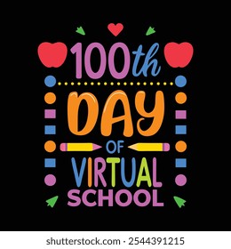 100° Día de Escuela Virtual - Divertido y Colorido Diseño de Hitos