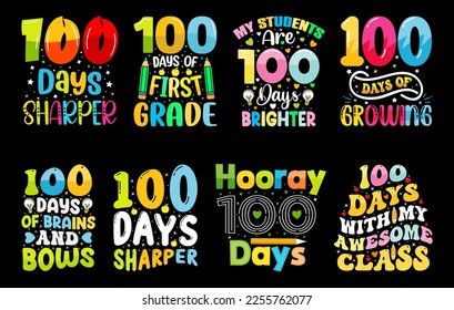 100th days of school t shirt Bundle, hundred days t shirt design set, Kids Colorful t shirt, 100th days celebration t shirt