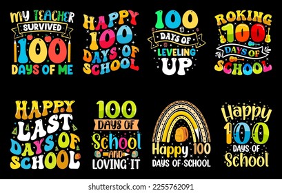 100th days of school t shirt Bundle, hundred days t shirt design set, Kids Colorful t shirt, 100th days celebration t shirt