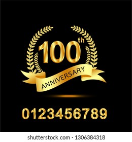 100th golden anniversary logo with ring and ribbon 13