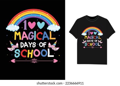 100th Magical days of school unicorn t-shirt design vector Tshirt