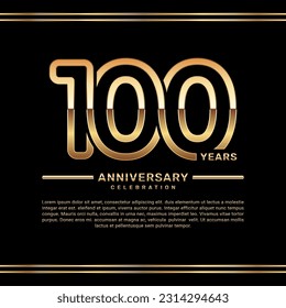 100th year anniversary celebration logo design with gold number, vector template illustration