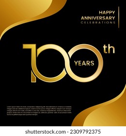 Plantilla de diseño de 100 años con color oro, ilustración de plantilla vectorial