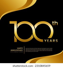 100th year anniversary logo design with gold color, logo vector template