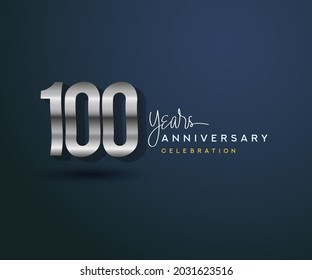100th years anniversary celebration design with bold number shape silver color for special celebration event.