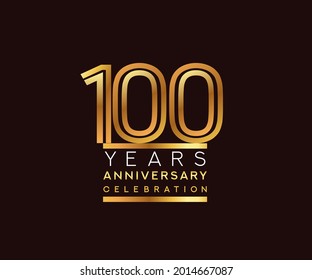 100th years anniversary celebration logotype. Anniversary logo with golden and silver color isolated on black background, vector design for celebration, invitation card, and greeting card