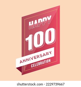 100th years anniversary logo template on brown background. celebrating whitenumbers with whiteribbon vector and confetti isolated design elements
