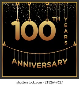 100º aniversario, diseño vectorial para la celebración del aniversario con color dorado sobre fondo negro, diseño simple y de lujo. plantilla de vector de logotipo