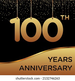 100 Jahre Jubiläum, Vektordesign für Jubiläumsfeiern mit goldener Farbe auf schwarzem Hintergrund, einfaches und luxuriöses Design. Logo-Vektorgrafik-Vorlage