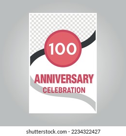 
Tarjeta de invitación vectorial de 100 años.Plantilla de invitación para imprimir sobre fondo gris
