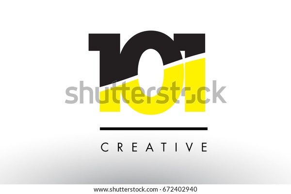 101\
Black and Yellow Number Logo Design cut in\
half.