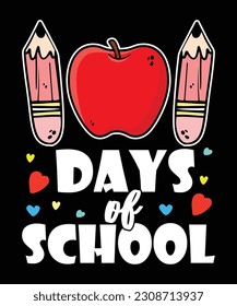 101 Schultage Happy back to school ersten Tag und letzten Tag Kindergarten Shirt-Vorlage drucken