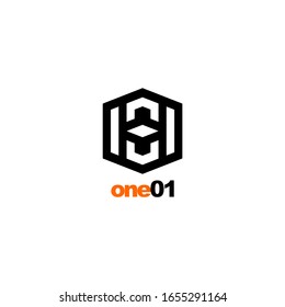 101 Logo Design. 101 Hexagonal Logo on White Background