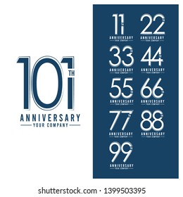 101 Th Year Anniversary Set Vector Template Design Illustration