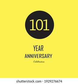 101 Year Anniversary celebration on yellow background. Vector festive illustration. Birthday or wedding party event decoration