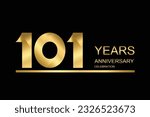 101 year anniversary vector banner template. gold icon isolated on black background.