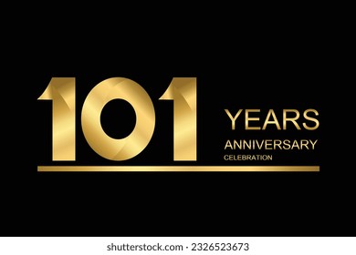 101 year anniversary vector banner template. gold icon isolated on black background.