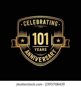 101 years anniversary celebration shield design template. 101st anniversary logo. Vector and illustration.