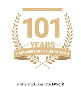 101 years anniversary vector icon, logo. Graphic design element with number and text composition for 101th anniversary.