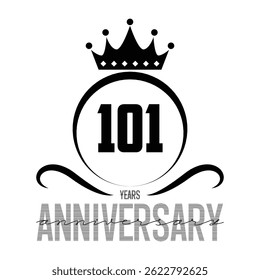 101 years anniversary vector icon, logo. Graphic design element with number and text composition for 101th anniversary.