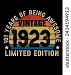 101 Years Old of Being Awesome Born in 1923 Legend Retro Vintage Birthday Ideas for Men Women