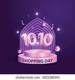 1010 banner template for shopping day with 3d design concept