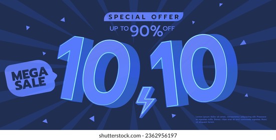 10.10 Discount Illustration Design, Shopping Day Promotion, Anzeigen, Banner, Poster, Supermarkt, Shop, Mini-Mart. 