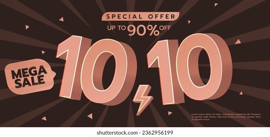 10.10 Discount Illustration Design, Shopping Day Promotion, Anzeigen, Banner, Poster, Supermarkt, Shop, Mini-Mart. 