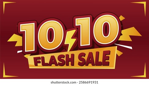 10.10 Flash Sale banner with bold typography, lightning effects, and a vibrant red-yellow color scheme, perfect for e-commerce promotions and special discount events