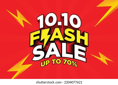 10.10 Flash Sale Shopping banner with Thunder sales banner template design for social media and website.Limited Only time and Flash Sale campaign
