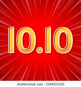 10.10 logo. 10.10 Shopping festival, Speech marketing banner design on red background. Vector illustration.