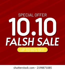 10.10 logo. 10.10 Shopping festival, Speech marketing banner design on red background. Vector illustration.