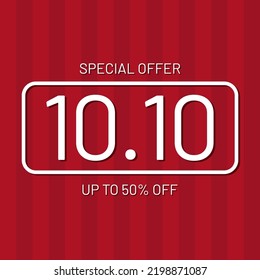 10.10 logo. 10.10 Shopping festival, Speech marketing banner design on red background. Vector illustration.