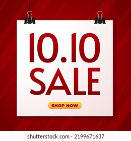 10.10 logo. 10.10 Shopping festival, Speech marketing banner design on red background. Vector illustration.