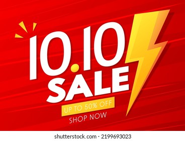 10.10 logo. 10.10 Shopping festival, Speech marketing banner design on red background. Vector illustration.